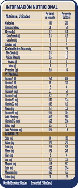 Tabla nutricional Nutren® Senior vainilla en frasco